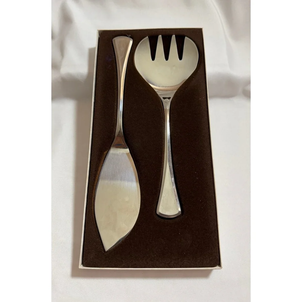 Vintage WMF Hanse Fish Serving Set Salad Servers Cromargan Stainless Germany Box